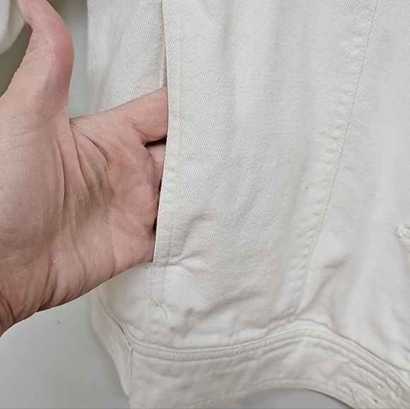 Vtg 80s Neo Max White Denim Jacket, Artistic Appliques, Size 10, *READ Descript* - Picture 6 of 16